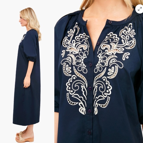 TUCKERNUCK Navy Embroidered Etta Dress - Picture 2 of 5